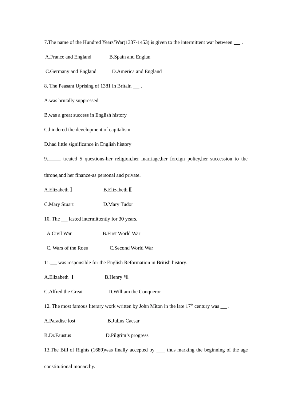 2025年英语国家概况自考试卷_第3页