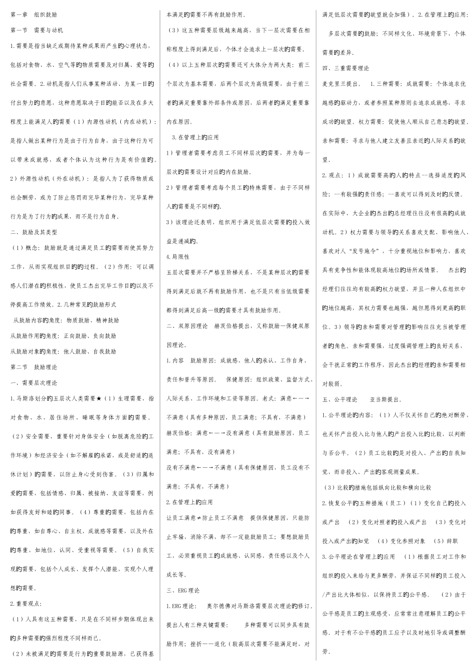 2025年经济师职称考试中级人力资源总结冲刺纸条缩印版_第1页