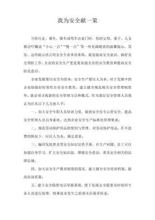 我为安全献一策