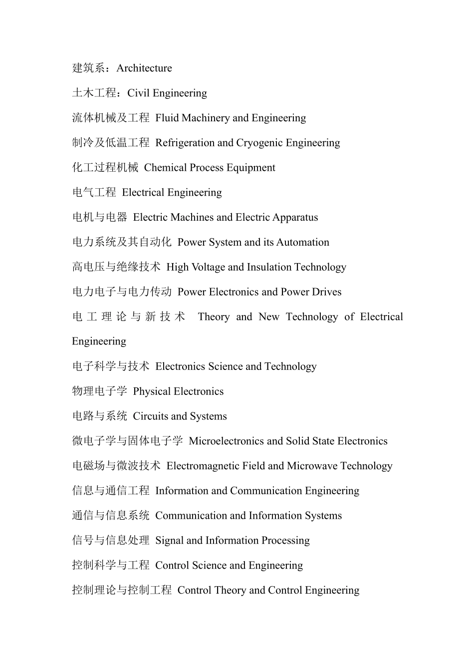 我国一二级学科中英文名对照表_第1页