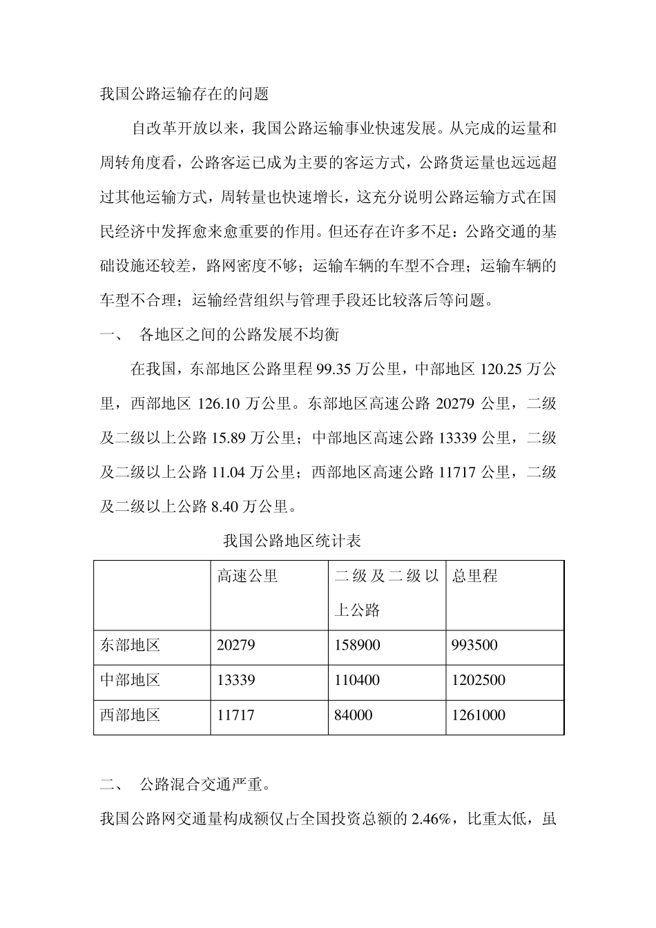 我国公路运输存在的问题_第1页
