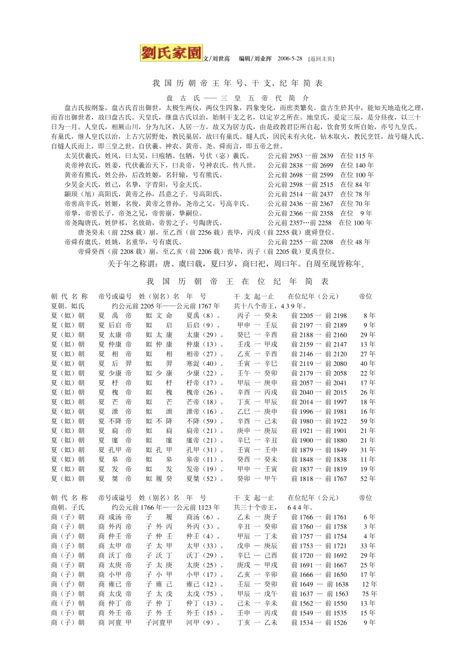 我国历朝帝王年号干支、纪年简表_第1页