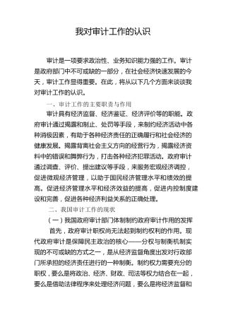 我对审计工作的认识