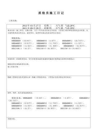 2025年质检员施工日记