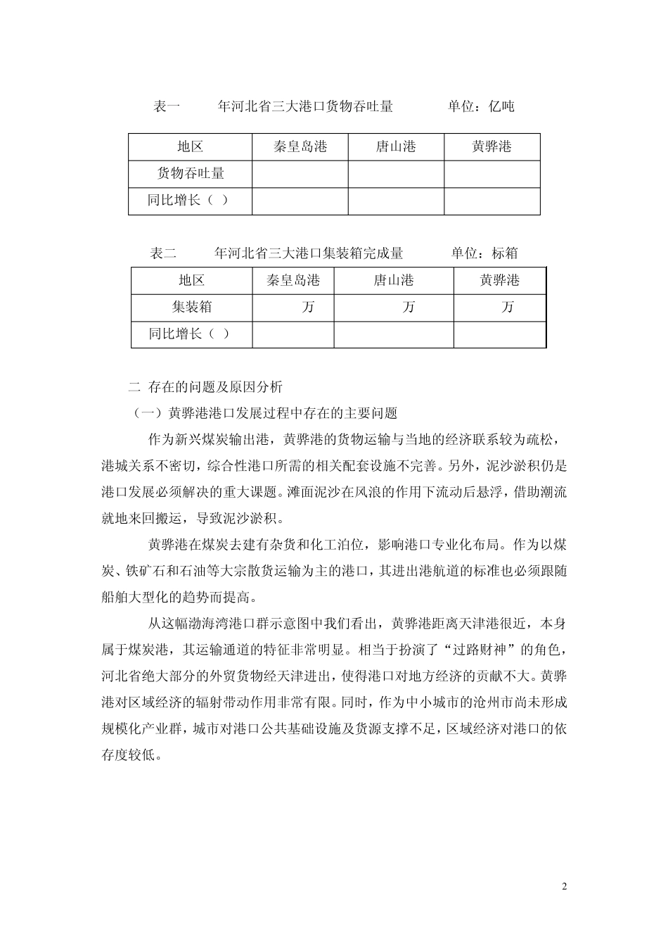 我省沿海经济发展情况调研报告以黄骅港港口为例_第2页