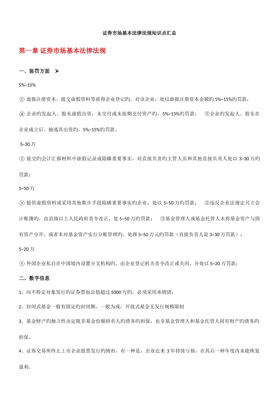 2025年证券市场基本法律法规知识点汇总_第1页