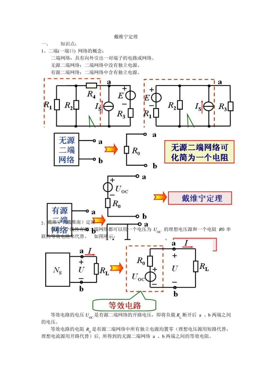 戴维南定理的解析与练习_第1页