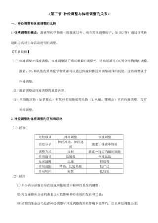 2025年神经调节与体液调节的关系知识点