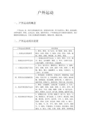 户外运动项目设置