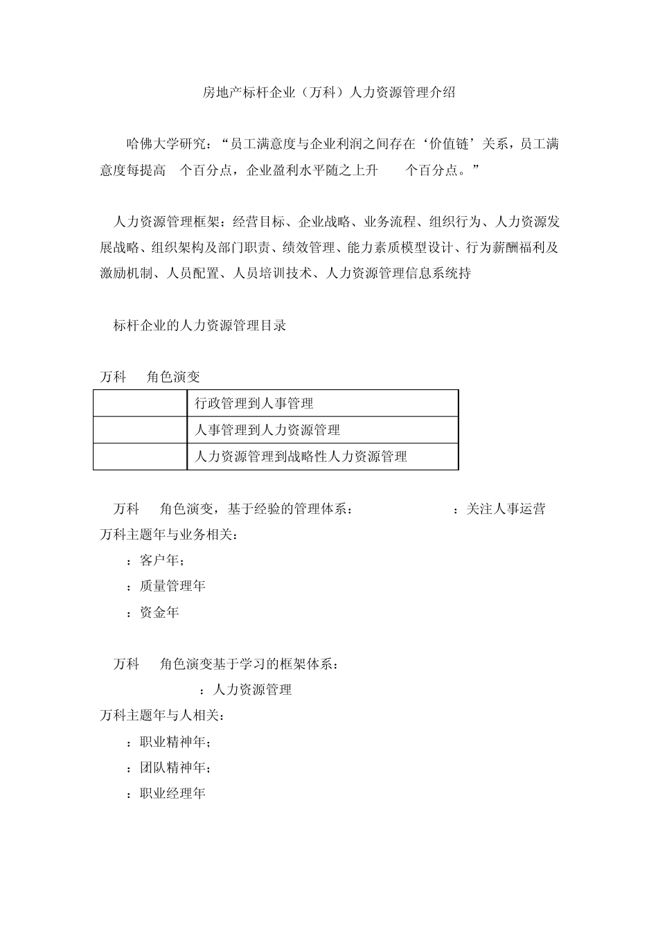 房地产(万科)标杆企业人力资源管理介绍_第1页