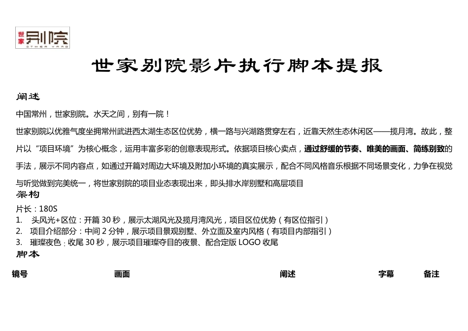 房地产三维影片执行脚本_第1页