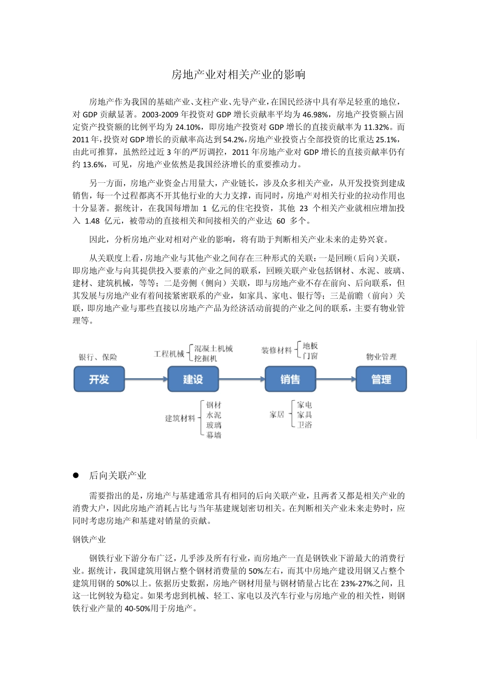 房地产业对相关产业的影响分析_第1页