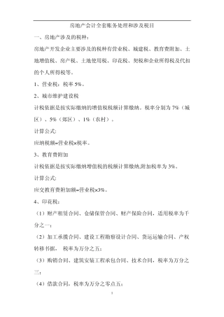 房地产会计账务处理