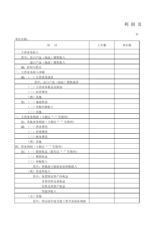 房地产利润表格式