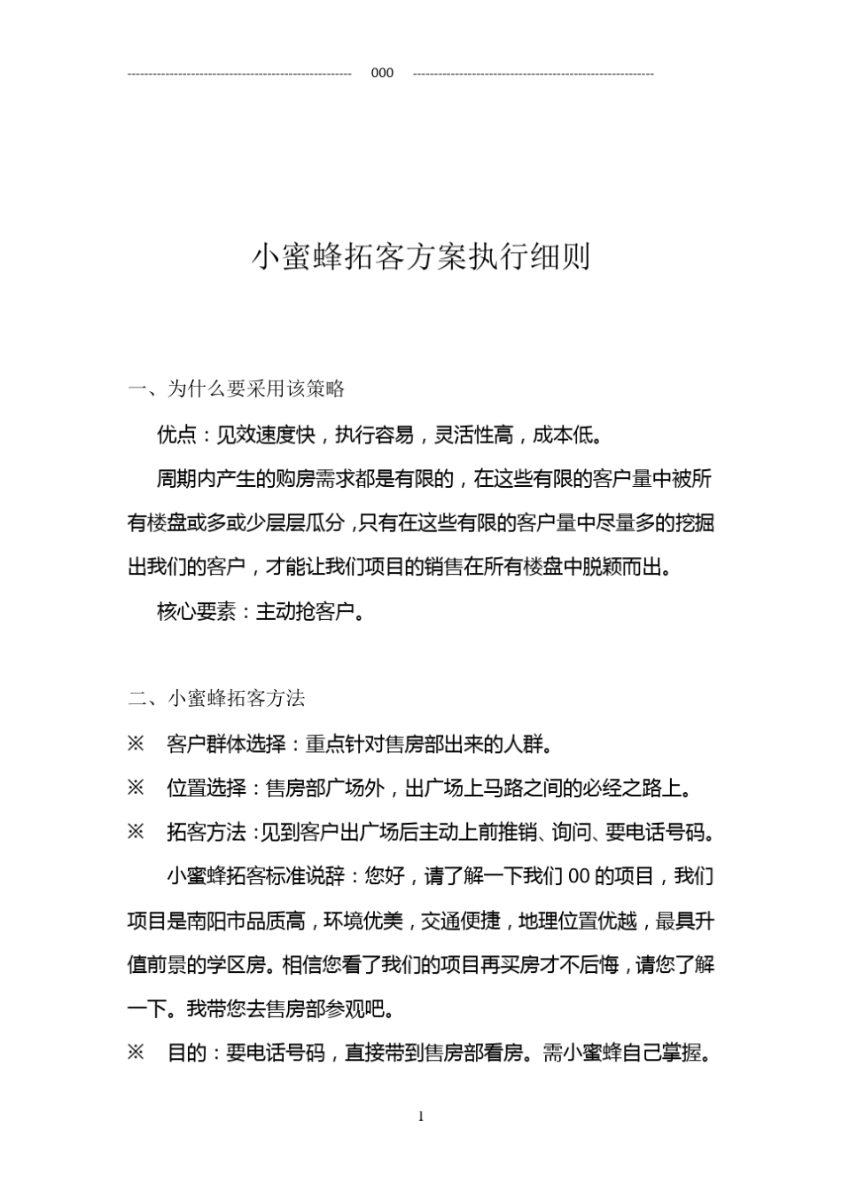 房地产小蜜蜂拓客方案执行细则_第1页