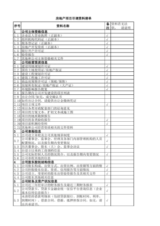 房地产尽调清单