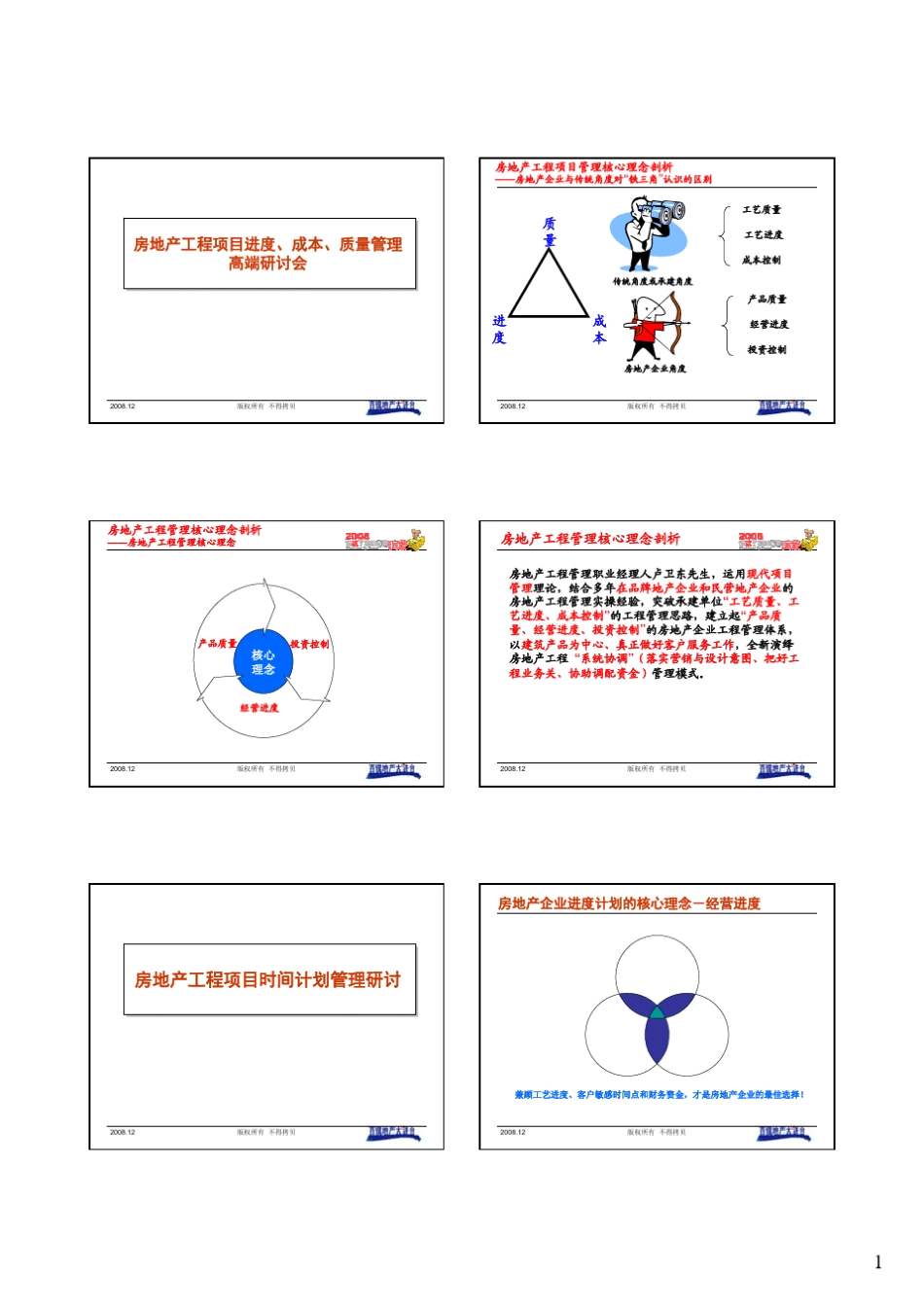 房地产工程项目进度、成本、质量管理高端研讨会_第1页