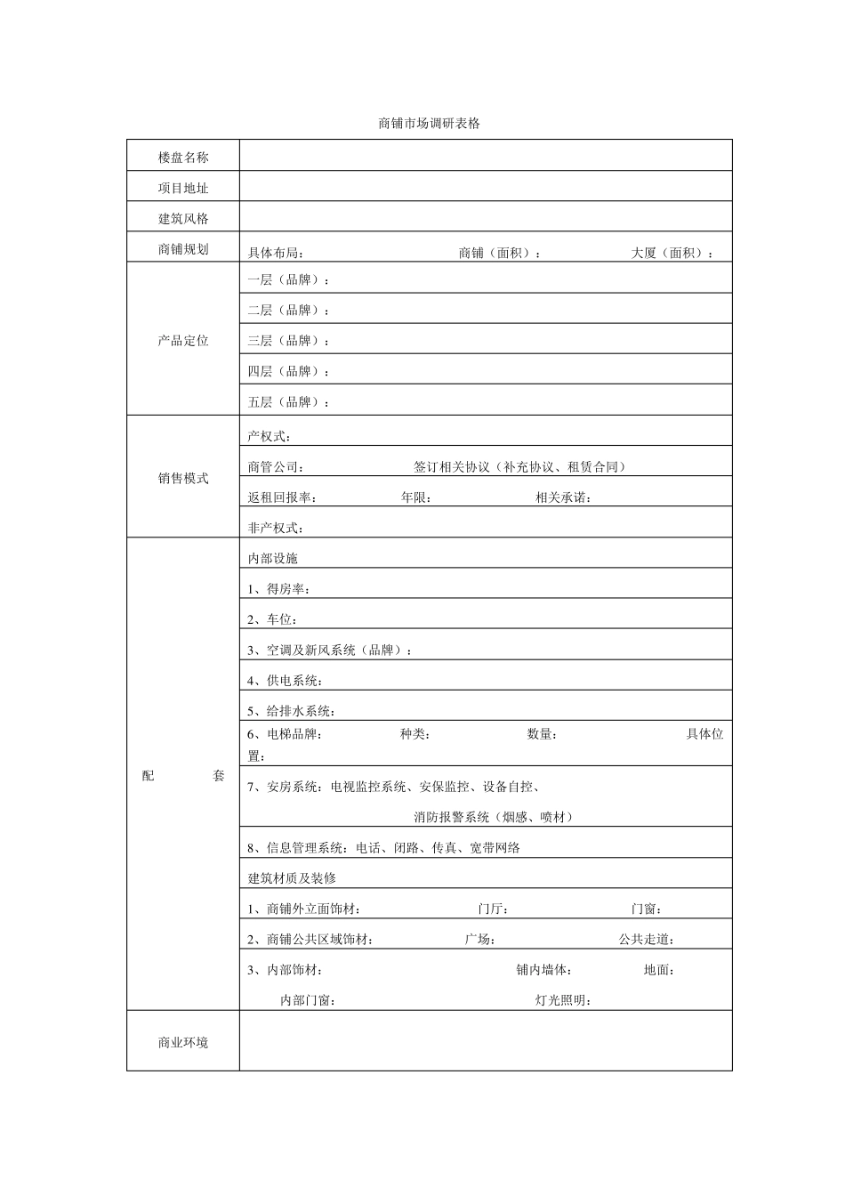 房地产市调表格(合集)_第3页