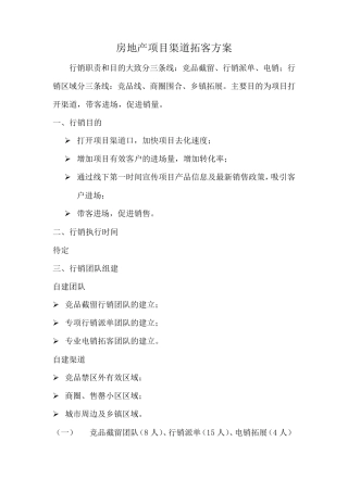 房地产自建渠道拓客团队考核方案