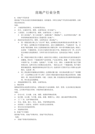 房地产行业分类及企业排名