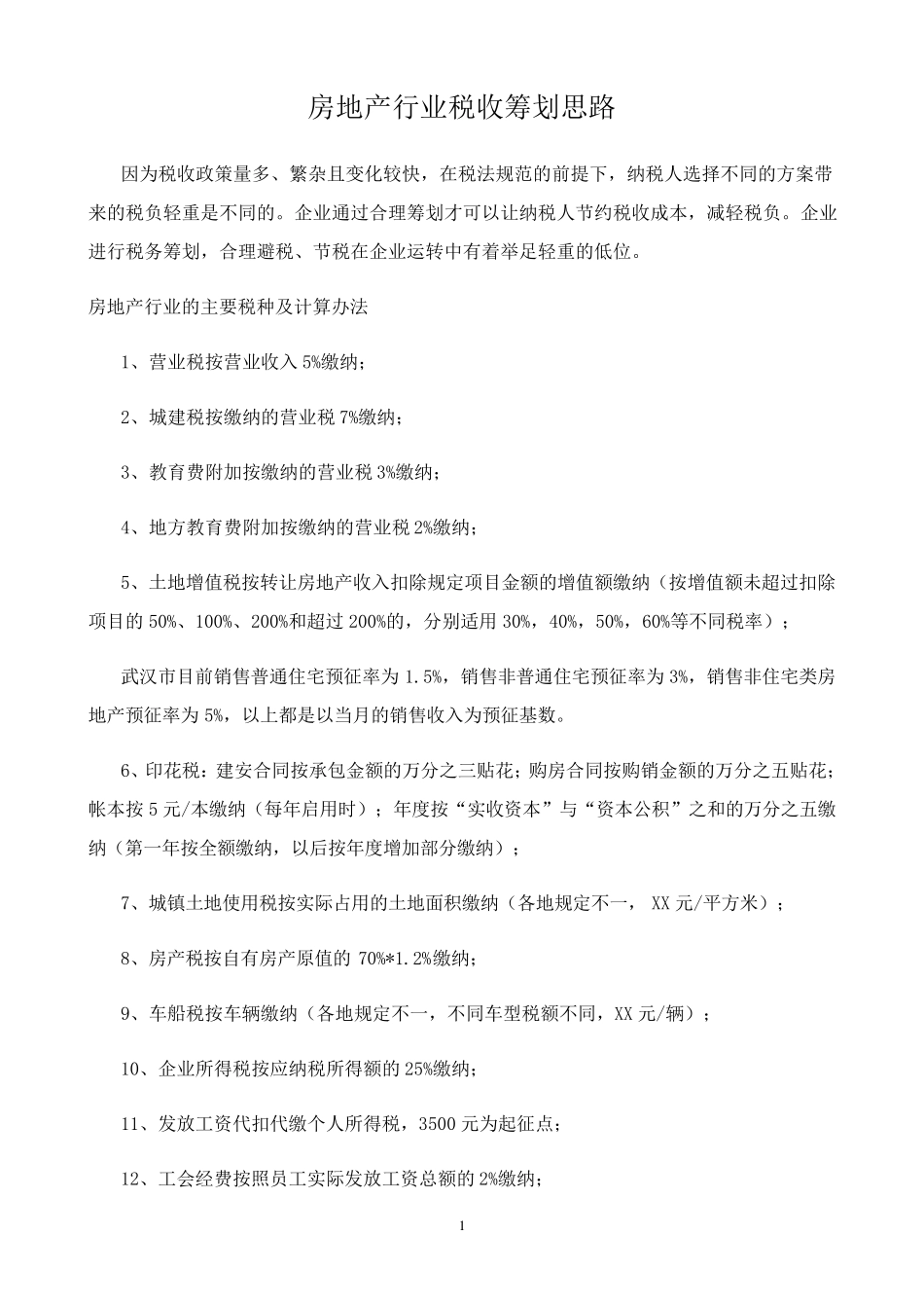房地产行业税收筹划思路_第1页