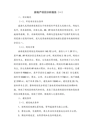 房地产项目分析报告