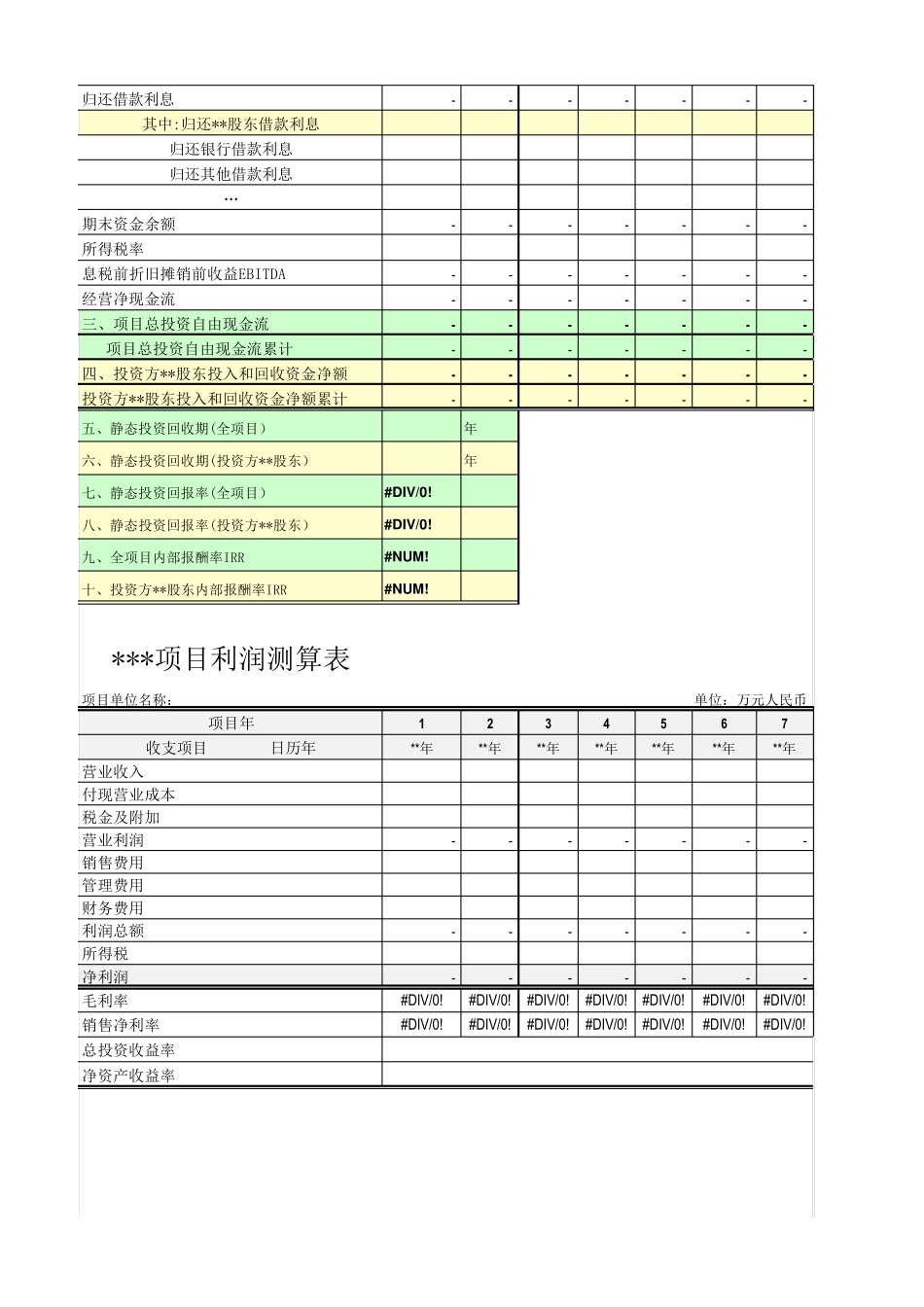 房地产项目投资资金和收益测算预算和分析模型_第2页