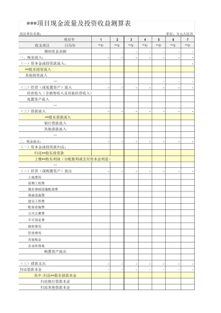 房地产项目投资资金和收益测算预算和分析模型