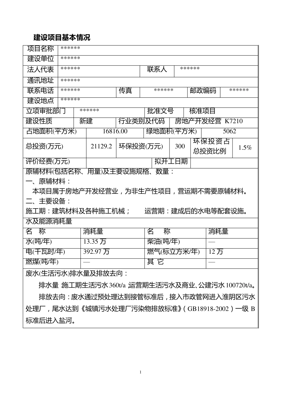 房地产项目环评报告表_第1页