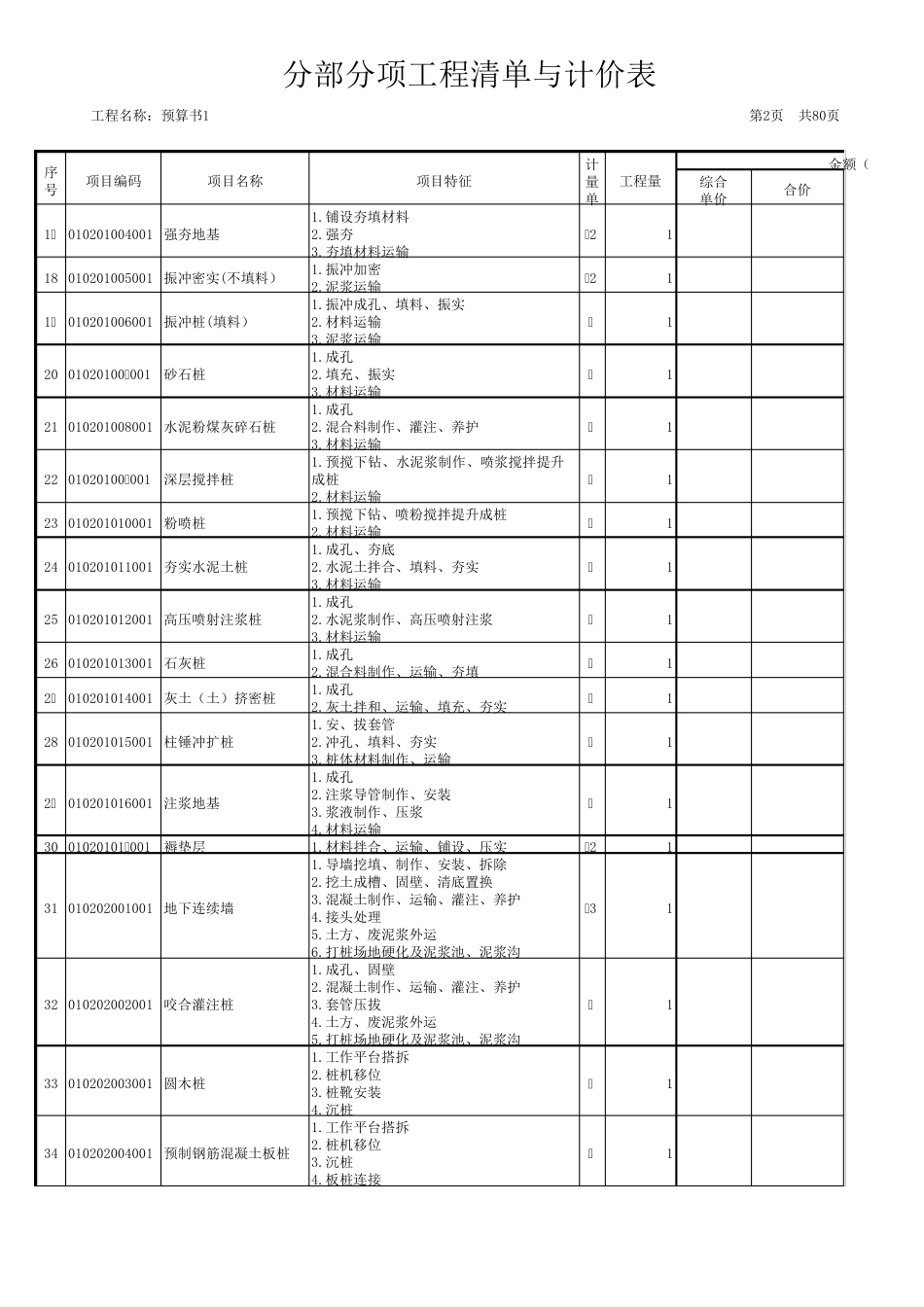 房屋建筑与装饰工程工程量清单2013版excel版_第2页