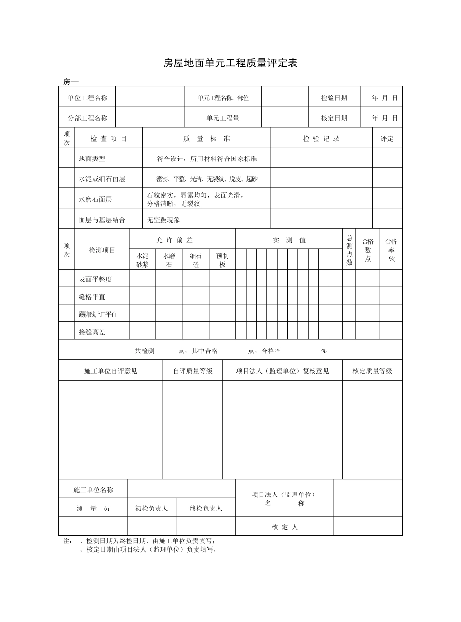 房屋建筑单元工程质量检查评定表6_第2页