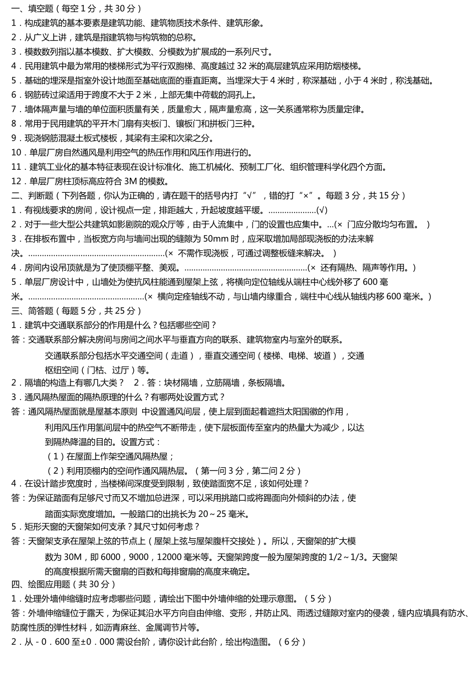 房屋建筑学试题及答案2015_第1页