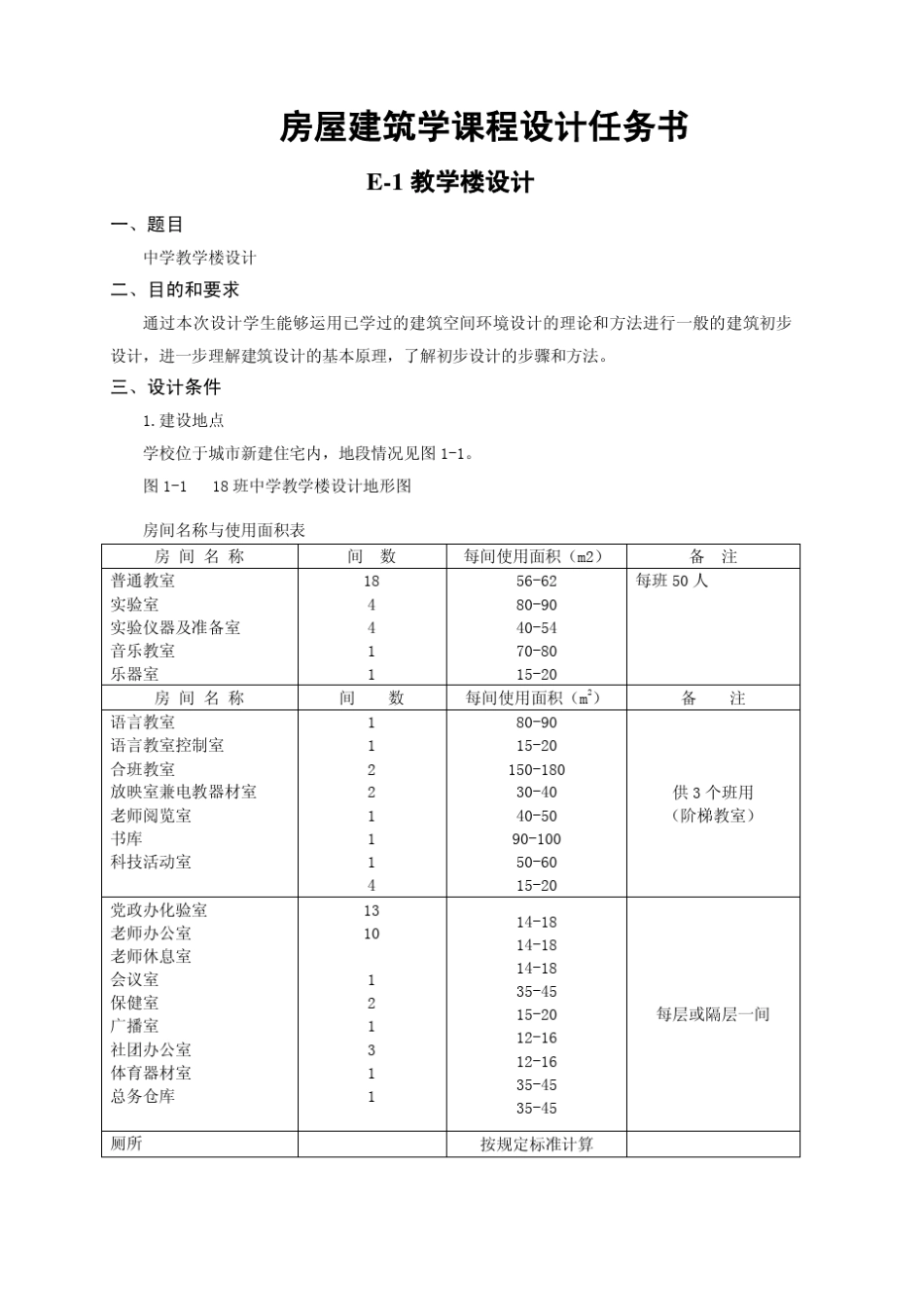 房屋建筑学课程设计任务书_第1页