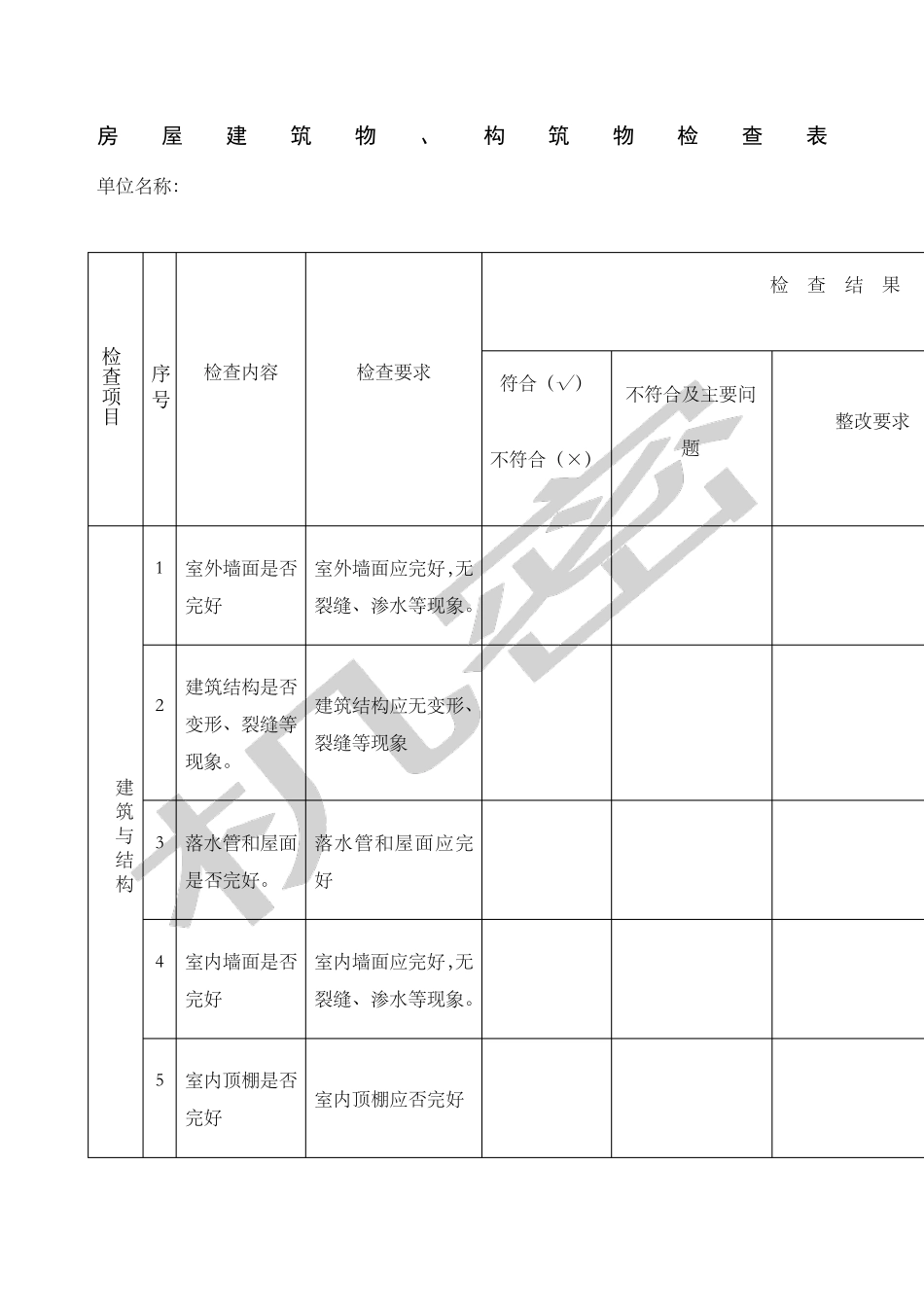 房屋建筑物构筑物检查表_第1页