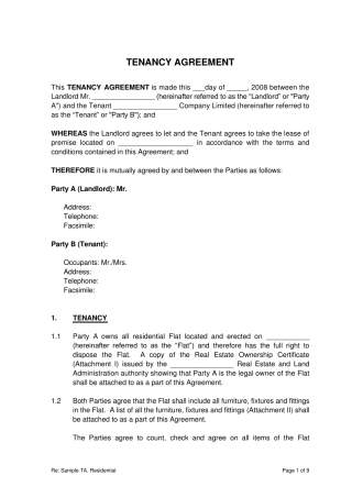 房屋租赁合同(英文版)