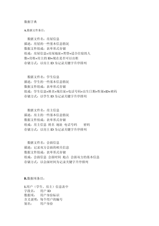 房屋租赁系统数据字典