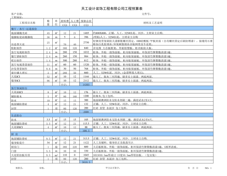 房屋装修报价表_第1页
