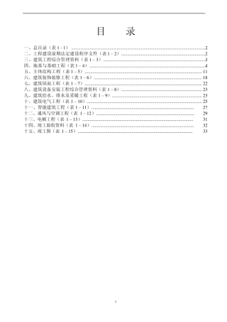 房建工程施工资料目录(整理大纲)
