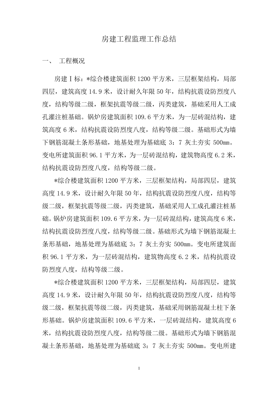 房建工程监理工作总结_第1页