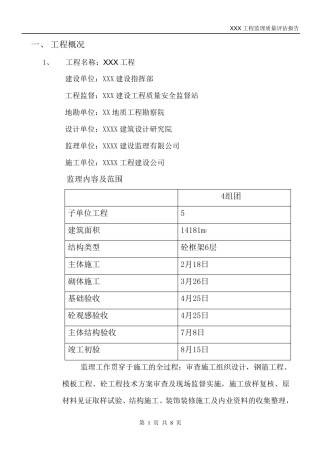房建工程验收监理评估报告_范本
