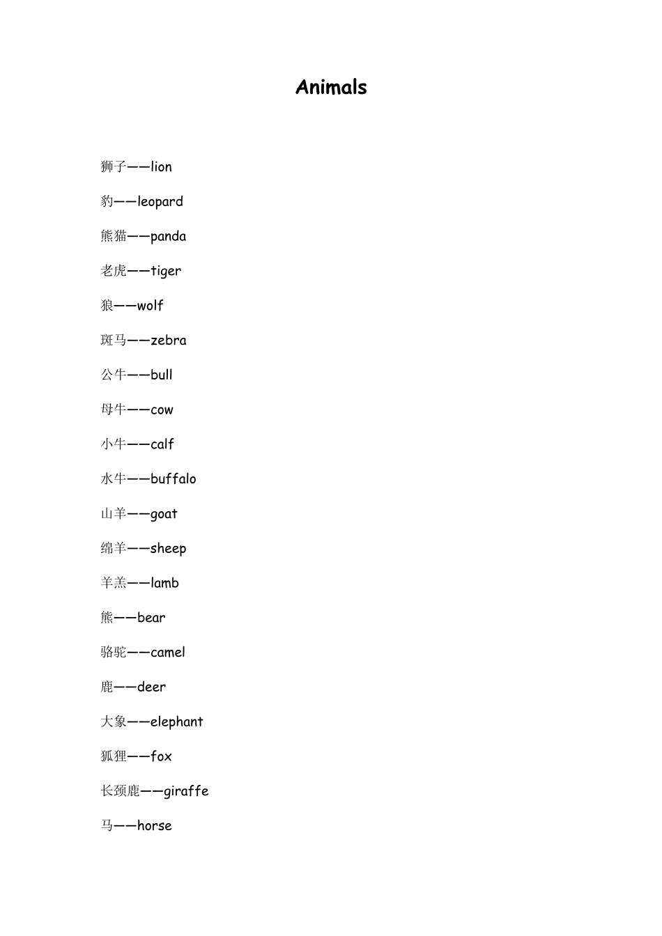 所有动物的英语单词_第1页