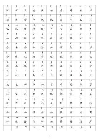 所有常用汉字大全(含拼音)