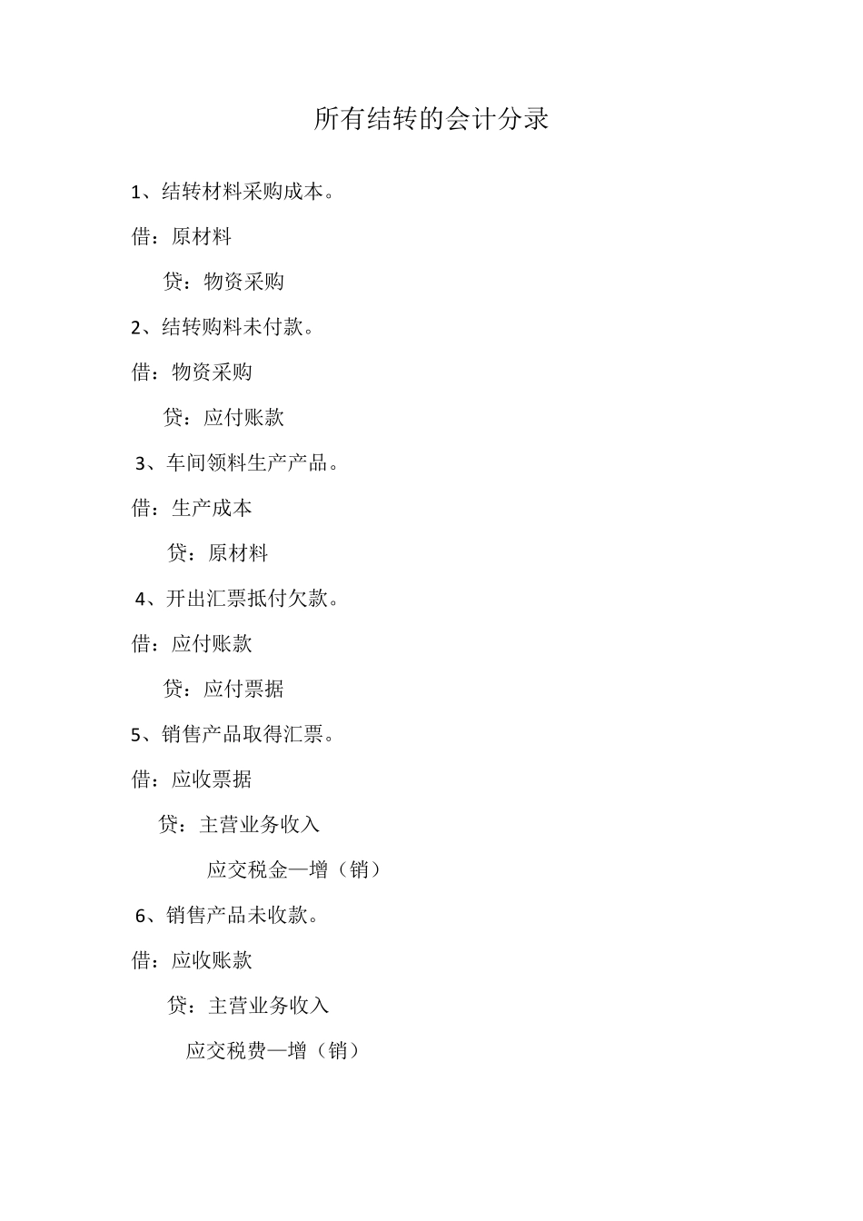 所有结转的会计分录_第1页