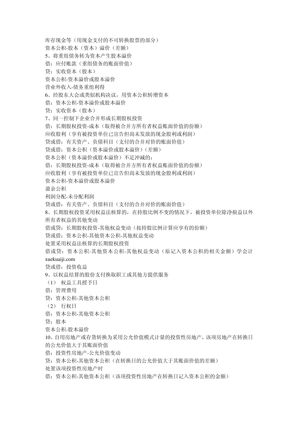 所有者权益类会计分录汇总_第3页