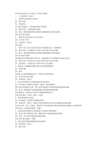 所有者权益类会计分录汇总