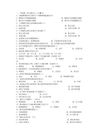 所有计算机网络技术考试试题及答案
