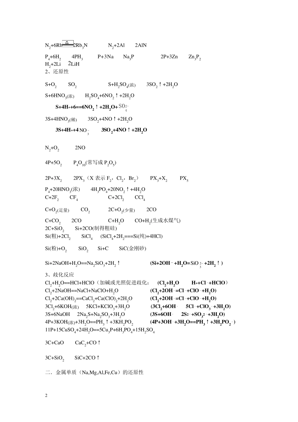 所有重要的高中化学方程式汇总_第2页