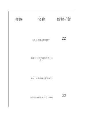 手办模型周边报价