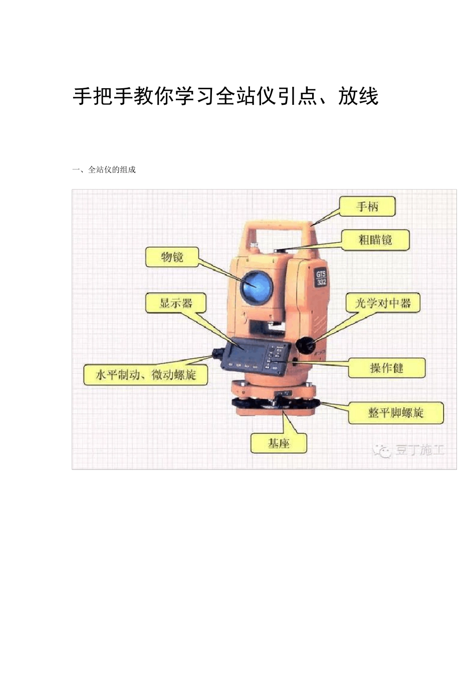 手把手教你学习全站仪引点、放线_第1页