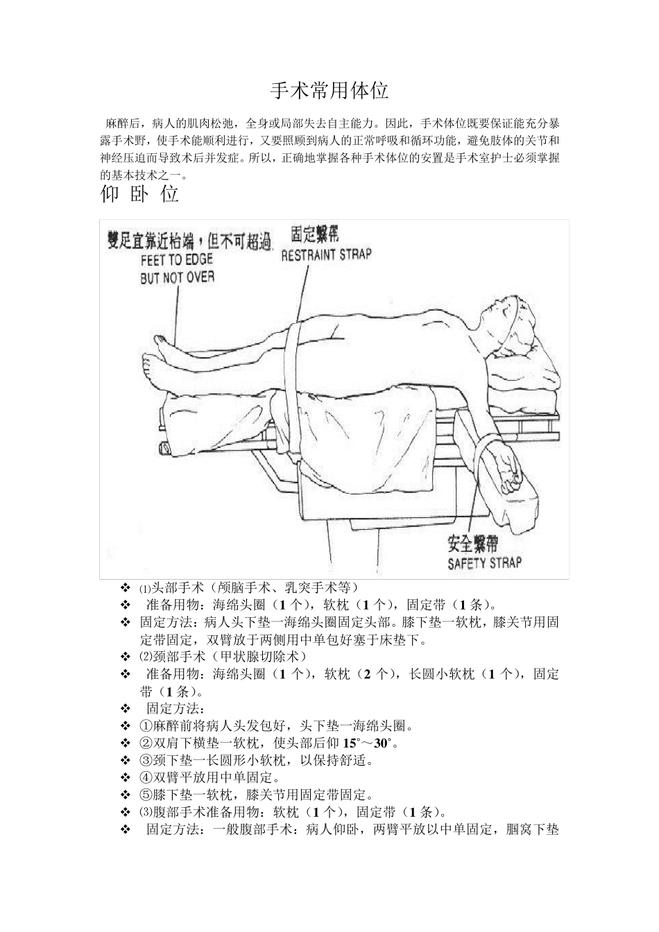 手术体位摆放及评分标准(合并)_第1页